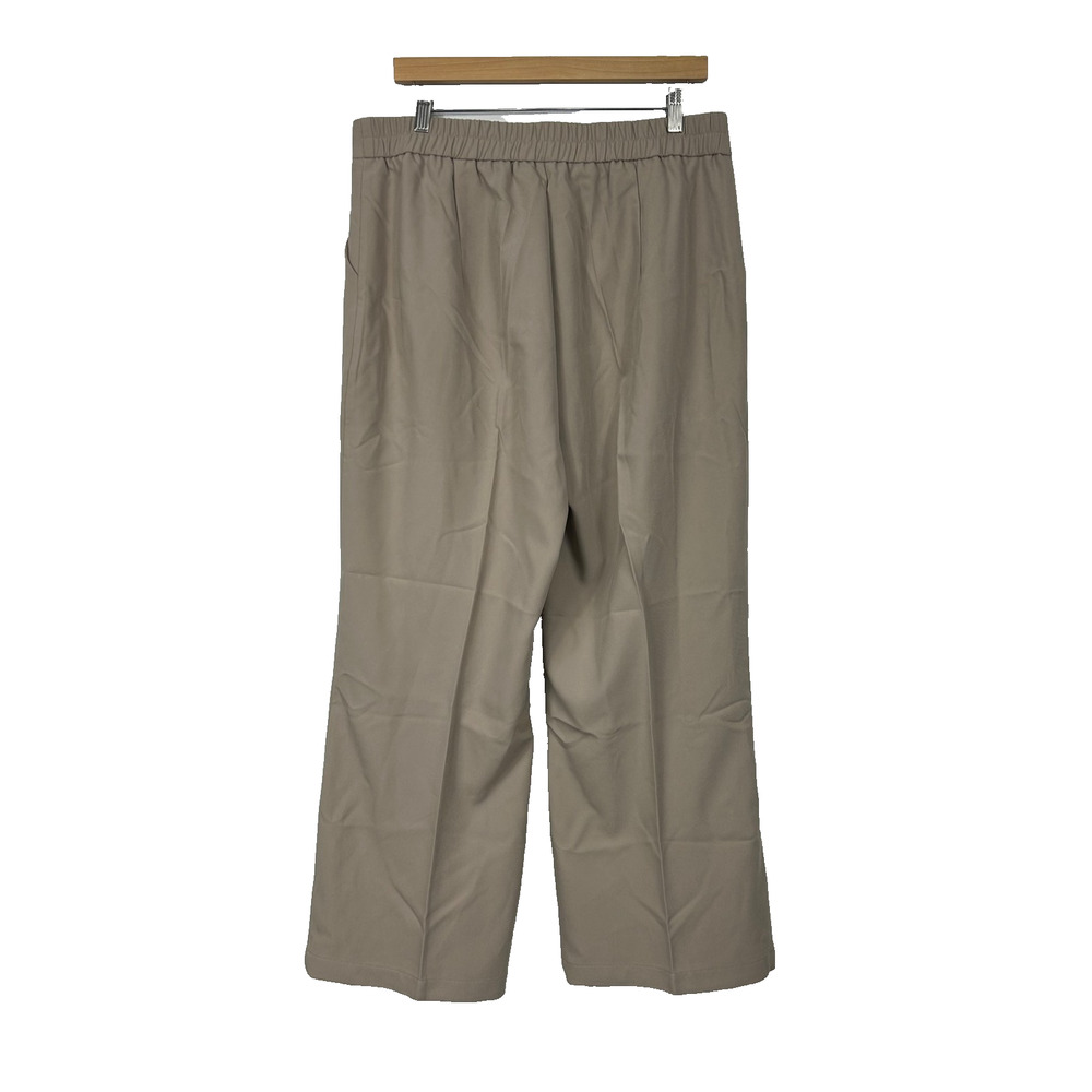 DECIVI Wide Leg Trousers Womens XLarge Khaki Tan Pleated Elastic Waist New - Picture 7 of 10